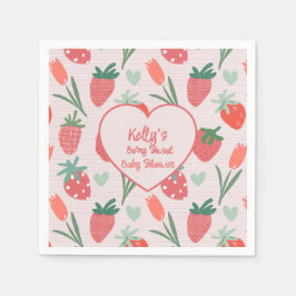 Berry Sweet Strawberry Baby Shower Paper Plate スタンダードカクテルナプキン