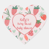 Berry Sweet Strawberry Baby Shower Paper Plate ハートシール (正面)