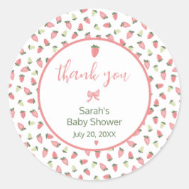 Berry Sweet Strawberry Baby Shower Thank You ラウンドシール