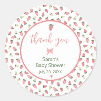 Berry Sweet Strawberry Baby Shower Thank You ラウンドシール