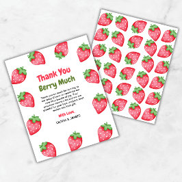Berry Sweet Strawberry Baby Shower Thank You Card