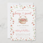 Berry Sweet Strawberry Basket Baby Shower 招待状 (正面)