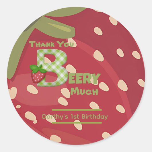Berry Sweet Strawberry Birthday  ラウンドシール (正面)