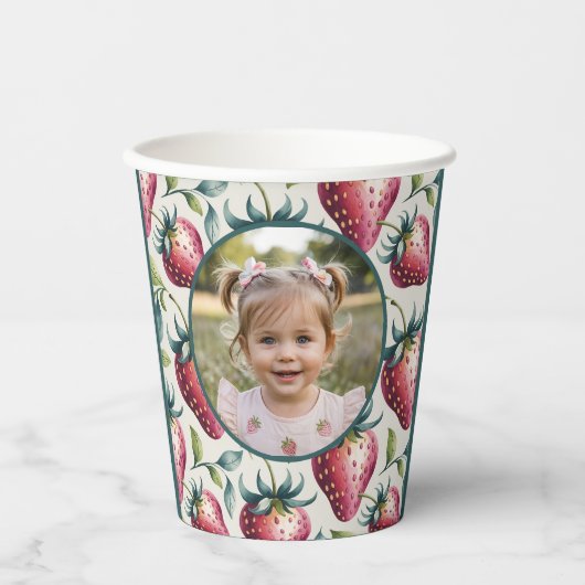 Berry Sweet Strawberry Birthday Photo 紙コップ (正面)
