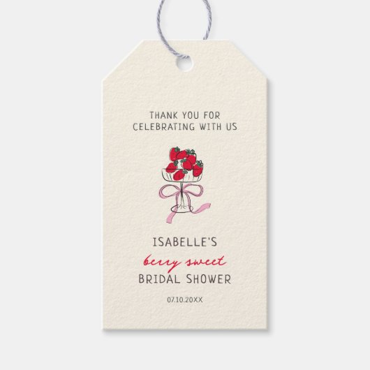 Berry Sweet Strawberry Bridal Shower  ギフトタグ (正面)