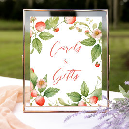 Berry Sweet Strawberry Cards and Gifts Sign ポスター