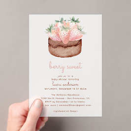 Berry Sweet Strawberry Cupcake Baby Shower アクリル招待状