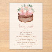 Berry Sweet Strawberry Cupcake Baby Shower アクリル招待状 (正面)
