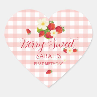 Berry Sweet Strawberry Favor Gift 1st Birthday  ハートシール
