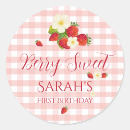Berry Sweet Strawberry Favor Gift 1st Birthday  ラウンドシール