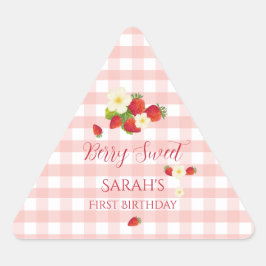 Berry Sweet Strawberry Favor Gift 1st Birthday  三角形シール