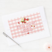 Berry Sweet Strawberry Favor Gift 1st Birthday  長方形シール (封筒)