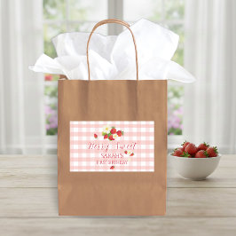 Berry Sweet Strawberry Favor Gift 1st Birthday  長方形シール