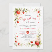 Berry Sweet Strawberry Garden Summer Baby Shower 招待状 (正面)