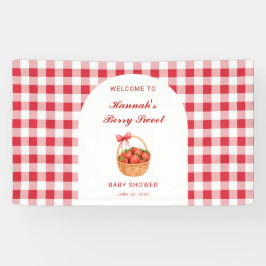 Berry Sweet Strawberry Girl Baby Shower Welcome 横断幕