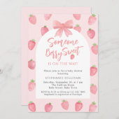 Berry Sweet Strawberry Girl's Baby Shower 招待状 (正面/裏面)