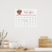Berry Sweet Strawberry Guess Due Date Calendar ポスター (キッチン)