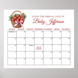 Berry Sweet Strawberry Guess Due Date Calendar ポスター