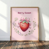 Berry Sweet Strawberry Kawaii Cute Wall Art Poster ポスター