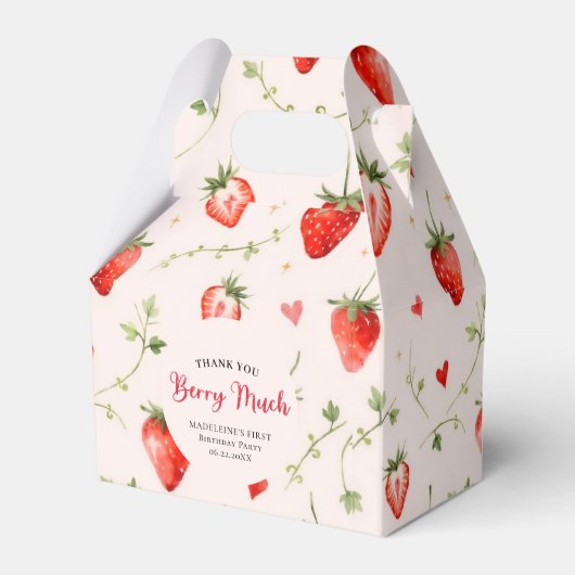 Berry Sweet Strawberry Patch Summer 1st Birthday フェイバーボックス (正面サイド)