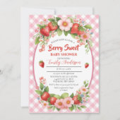 Berry Sweet Strawberry Pink Floral Baby Shower | 招待状 (正面)