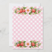 Berry Sweet Strawberry Pink Floral Baby Shower | 招待状 (裏面)