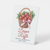 Berry Sweet Strawberry Shower Diaper Raffle Sign 台座サイン (正面)