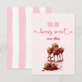 Berry Sweet Stripes Cupcake Whimsy Valentines Day ノートカード (正面/裏面)