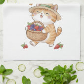 Berry Sweet Summer Days | かわいい猫 キッチン タオル (折り畳み)