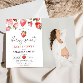 Berry Sweet Summer Strawberry Baby Photo 招待状