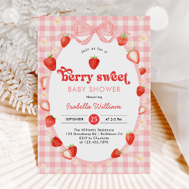 Berry Sweet Summer Strawberry Baby Shower 招待状