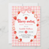 Berry Sweet Summer Strawberry Baby Shower 招待状 (正面)