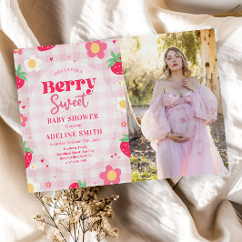 Berry Sweet Summer Strawberry Baby Shower Photo 招待状