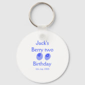 Berry two birthday blue berry add name date kids r キーホルダー (裏面)