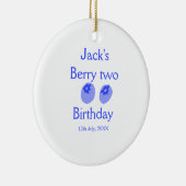 Berry two birthday blue berry add name date kids r セラミックオーナメント (右)