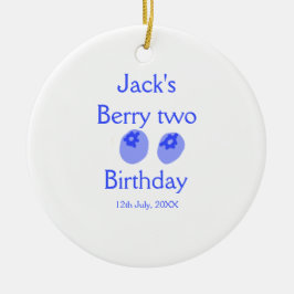 Berry two birthday blue berry add name date kids r セラミックオーナメント