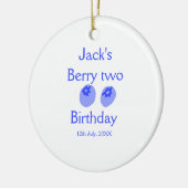 Berry two birthday blue berry add name date kids r セラミックオーナメント (左)