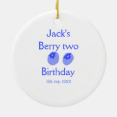 Berry two birthday blue berry add name date kids r セラミックオーナメント (裏面)