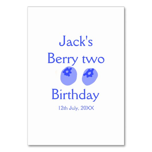 Berry two birthday blue berry add name date kids r テーブルナンバー (正面)