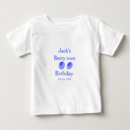 Berry two birthday blue berry add name date kids r ベビーTシャツ