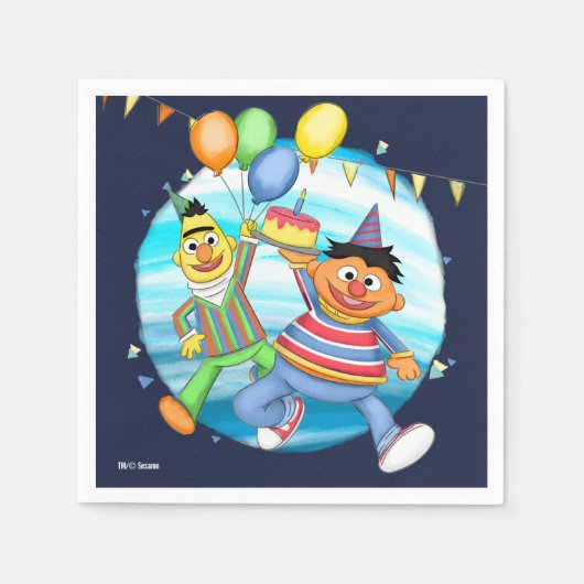 BertとErnie誕生日バルーン スタンダードカクテルナプキン (正面)