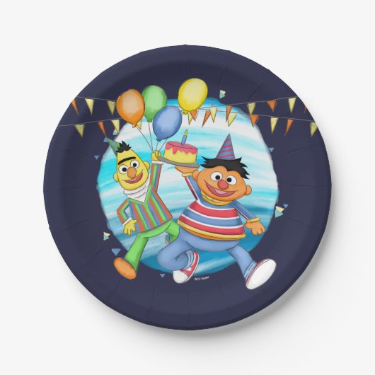 BertとErnie誕生日バルーン ペーパープレート (正面)