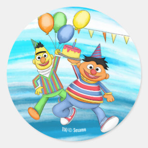 BertとErnie誕生日バルーン ラウンドシール