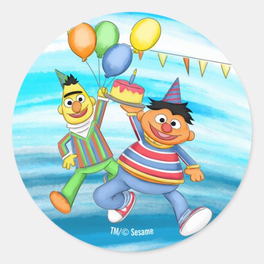 BertとErnie誕生日バルーン ラウンドシール (正面)