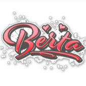 Berta red Heart Graffiti Aufkleber Sticker シール (正面)
