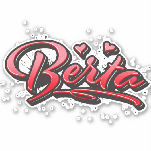 Berta red Heart Graffiti Aufkleber Sticker シール (正面)