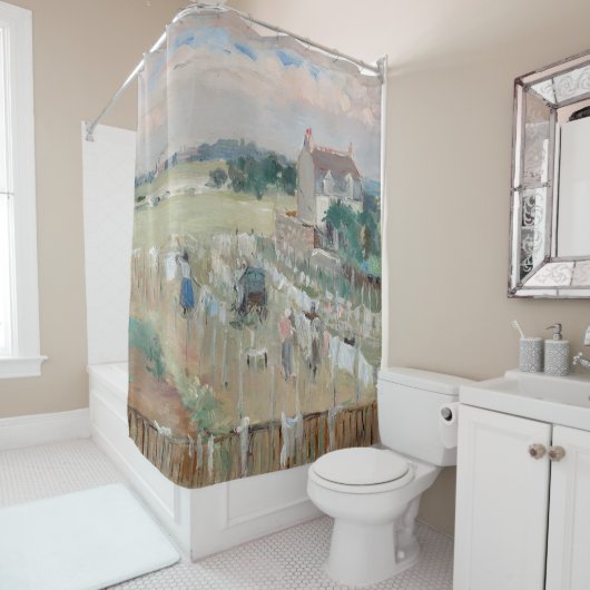 Berthe Morisot -ぶら下がった洗濯物を乾かす シャワーカーテン (インサイチュ)