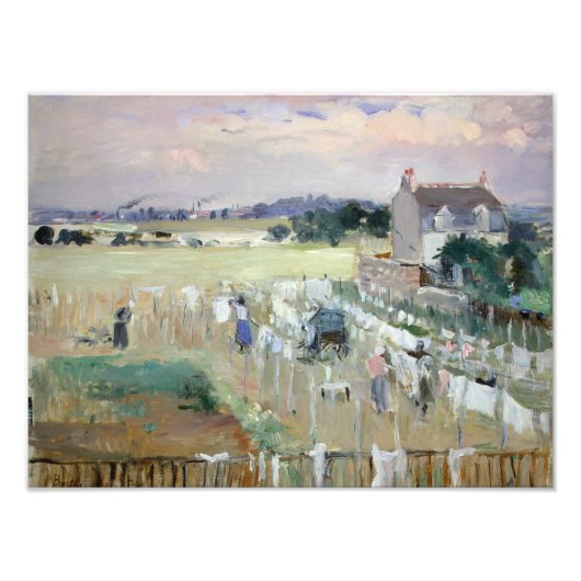 Berthe Morisot -ぶら下がった洗濯物を乾かす フォトプリント (正面)