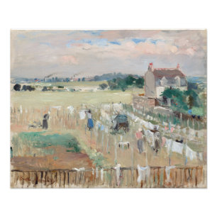Berthe Morisot -ぶら下がった洗濯物を乾かす フォトプリント