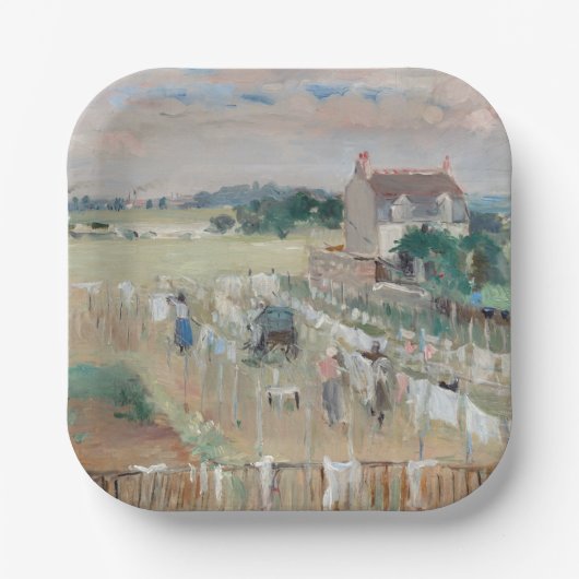 Berthe Morisot -ぶら下がった洗濯物を乾かす ペーパープレート (正面)